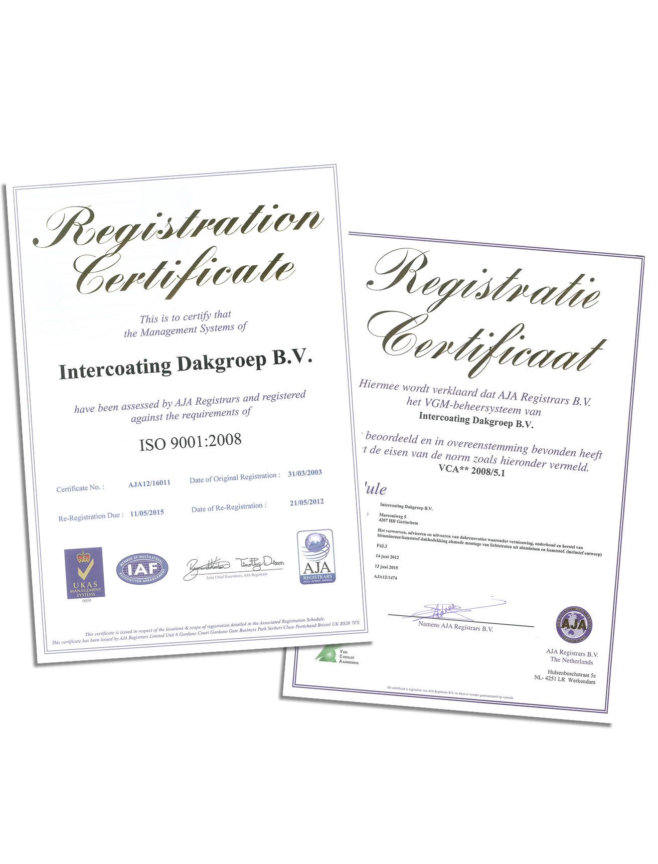 Inter Dakroep - Certificaten